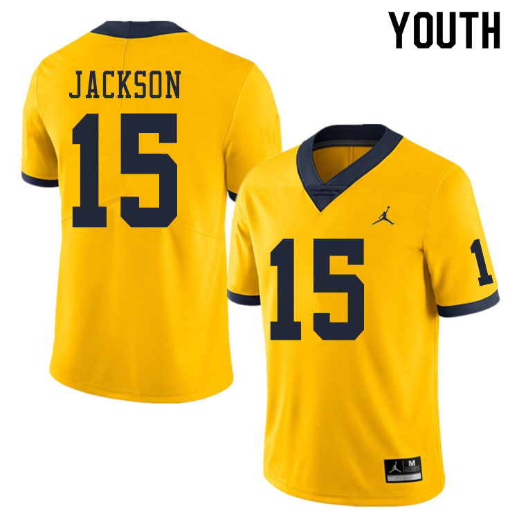 Youth #15 Giles Jackson Michigan Wolverines College Football Jerseys Sale-Yellow